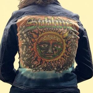 Upcycled Sublime Denim Jacket - Black and Multicolor